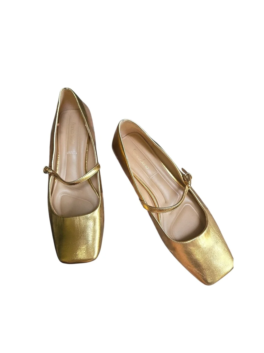 Franco Sarto Gold Metallic Mary Jane Flats Sz 7.5